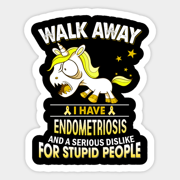 funny endometriosis grumpy unicorn warrior Sticker by TeesCircle